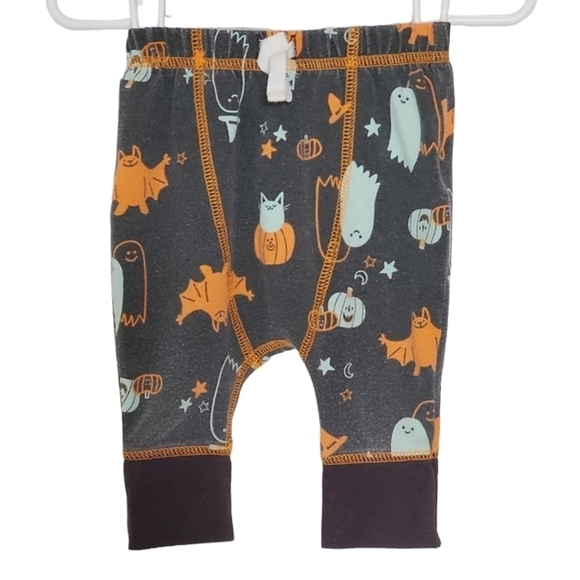 K1192 * Cat & Jack Halloween Print Bottoms Black/Orange Size 0/3M - Picture 1 of 6